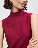 Thumbnail for your product : Lafayette 148 New York Matte Crepe Ribbed Pointelle Mockneck Shell