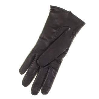 Black Leather Quilted Gloves with Cashmere Lining