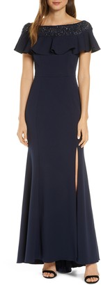 vince camuto sequin off the shoulder gown