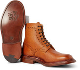 Thumbnail for your product : Grenson + Neighborhood Charles Burnished Pebble-Grain Leather Brogue Boots