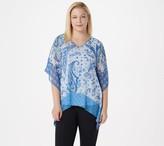 Thumbnail for your product : Susan Graver Printed Sheer Chiffon Scarf Top with Knit Tank