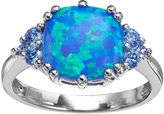 Thumbnail for your product : Sterling Silver Simulated Blue Opal & Blue Cubic Zirconia Ring