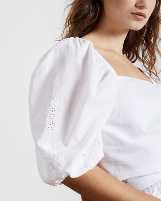 Ted Baker Square Neck Embroidery Sleeve Top