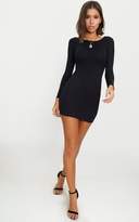 Thumbnail for your product : PrettyLittleThing Basic Black Ribbed Long Sleeve Bodycon Dress