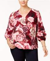 Thumbnail for your product : INC International Concepts Plus Size Floral-Print Surplice Blouse, Created for Macy's