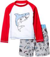 Thumbnail for your product : Andy & Evan Shark Rash Guard Top & Swim Shorts Set (Toddler Boys)