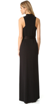 Thumbnail for your product : Halston Draped Neck Satin Gown with Belt