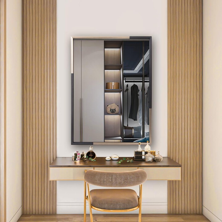 Tyler Dillion Tyler Dillon Handcrafted Black & Brass Metal Framed Mirror