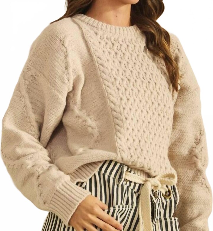 LovLov Soft Classic Knit Pattern Sweater In Oatmeal