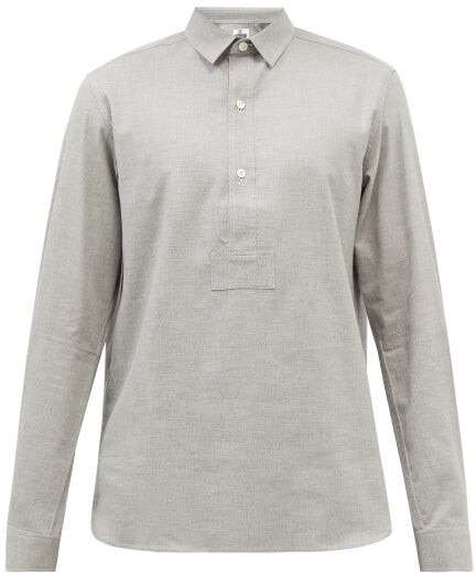 Sébline - Half-buttoned Cotton-flannel Shirt - Grey - ShopStyle