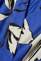 Thumbnail for your product : Veronica Beard Mclean Belted Wrap-effect Printed Silk-blend Jacquard Midi Dress - Royal blue