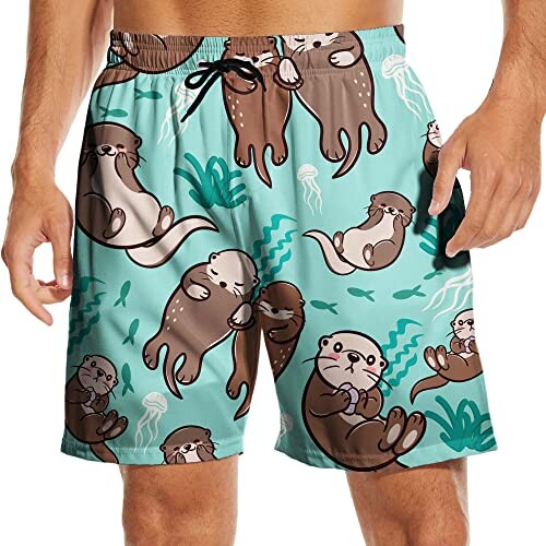 HISORO Mens Swim Trunks Quick Dry Swimming Shorts Funny Beach