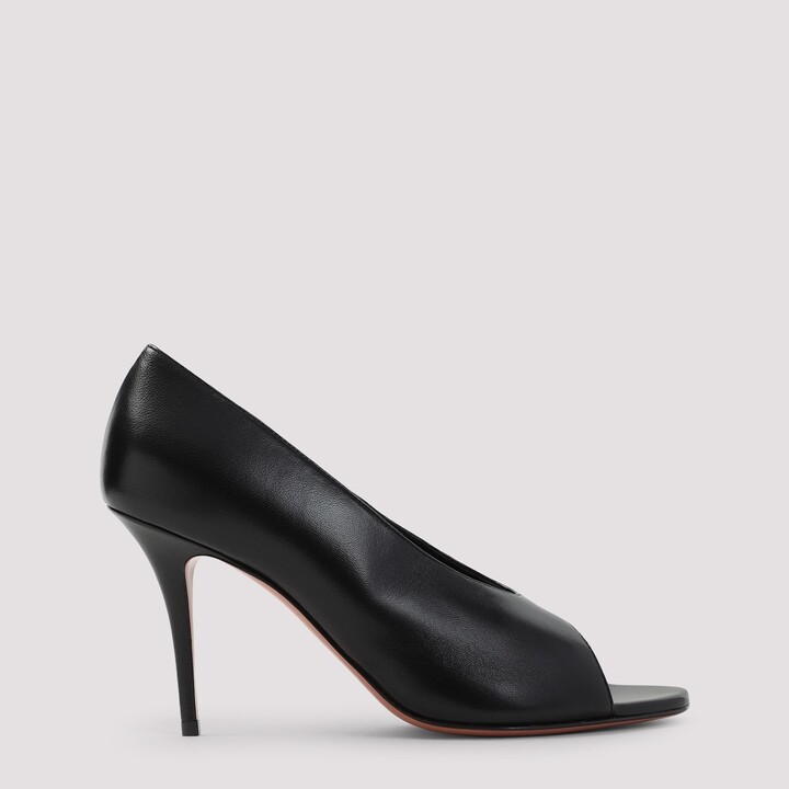 Amina Muaddi Julianne 90 Peep Toe Nappa Pumps