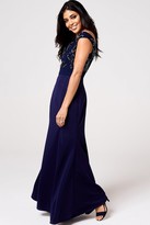 Thumbnail for your product : Little Mistress Meleri Navy Floral Embroidery Off-The-Shoulder Maxi Dress