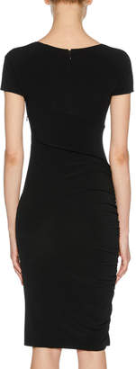 Giorgio Armani Short-Sleeve Ruched Fitted Jersey Dress