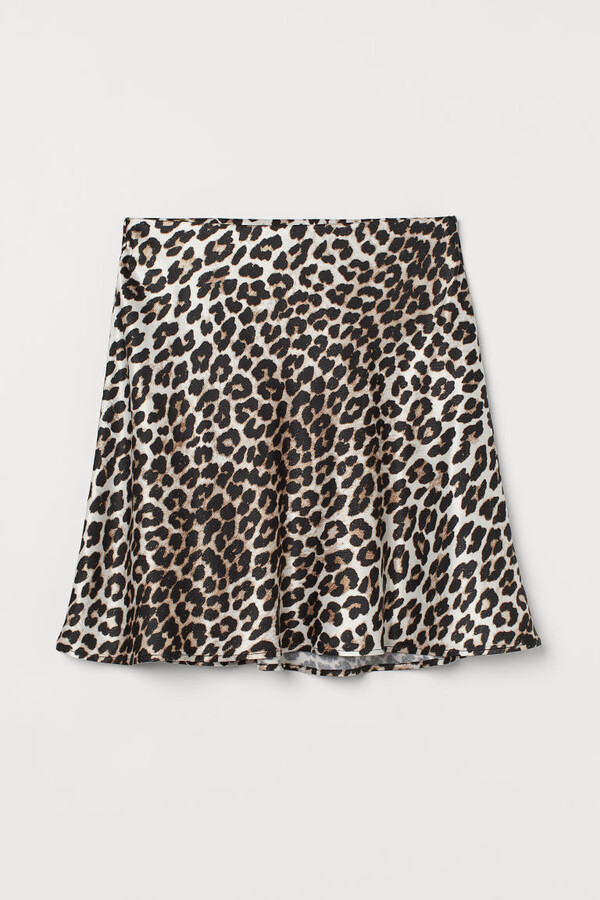 H&M Short Satin Skirt Beige ShopStyle