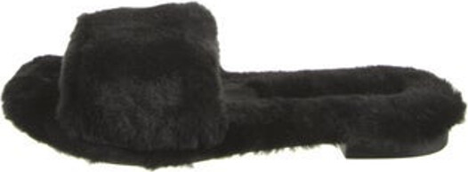 Avec Modération Faux Fur Slides Black Crossover Straps