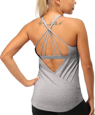 Womens Loose Camisole Top with Built in Padded Bra Flowy Pleated