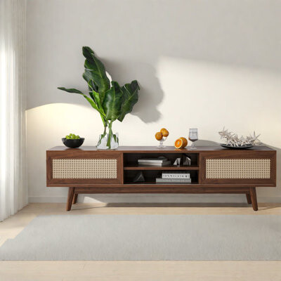 George Oliver Spacious Wood Tv Stands & Entertainment Centers Mid Century Modern Living Room