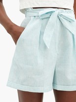 Thumbnail for your product : Loup Charmant Tellin Striped Linen Shorts - Blue Stripe