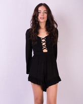 Thumbnail for your product : Missy Empire Nakita Black Cross Detail Cut Out Playsuit