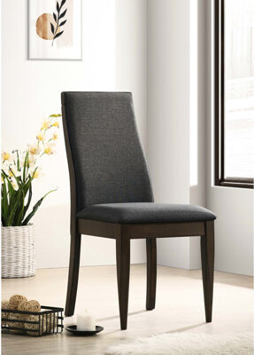 Of 2 Dining Chairs In Grey Fabric And Dark Walnut - Elegant With Cover Frame Stylish Comfort For Room