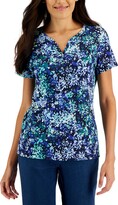 Thumbnail for your product : Karen Scott Women's Short-Sleeve Floral-Print Henley Top, Created for Macy's