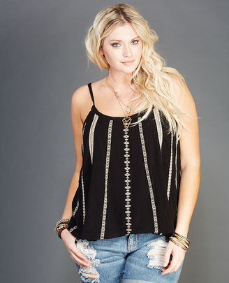 Wet Seal Embroidered Gauze Swing Tank