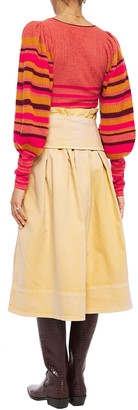 Ulla Johnson Virgil Tie-front Pleated Washed-denim Midi Skirt