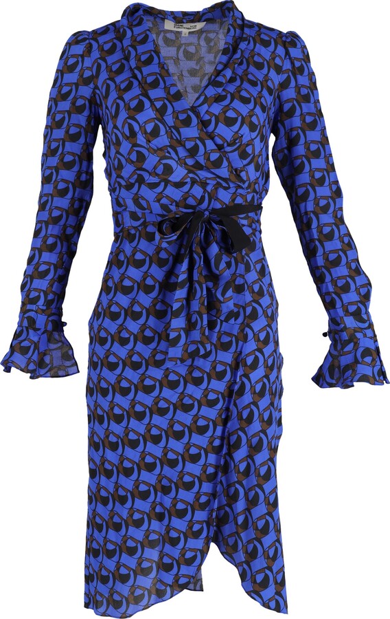 Anuj Wrap-effect Printed Midi Dress In Cobalt Blue Crepe De Chine