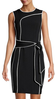 Toccin Piped Tie-Front Sheath Dress