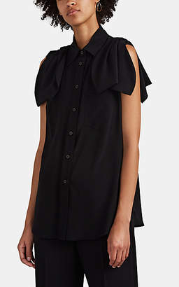 Prada Women's Silk Pleated-Panel Blouse - Black