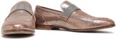 Thumbnail for your product : Brunello Cucinelli Bead-embellished Cracked-leather Loafers