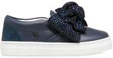 Thumbnail for your product : Miss Blumarine Bow Embellished Nappa Leather Sneakers