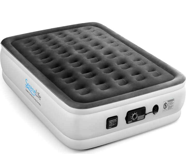 SereneLife Full Size Inflatable Premium Airbed Flocked Mattress w/ Internal Pump