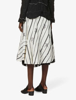 Thumbnail for your product : Renli Su Stripe-print high-waisted cotton-blend midi skirt