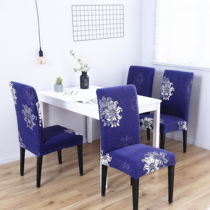bright blue Levoberg Universal Stretch Fabric Dining Room Chair Cover polyester 1 pièce 