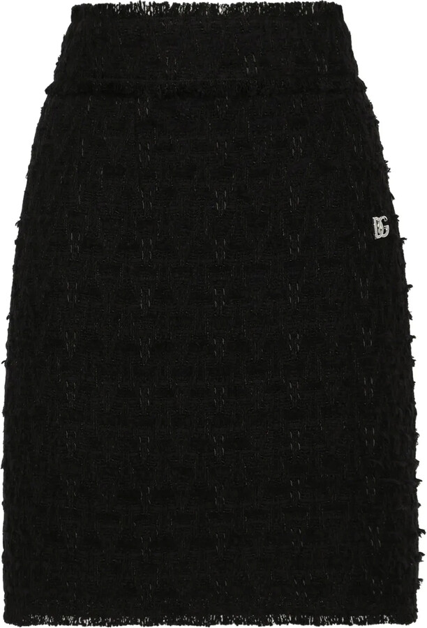 Dolce & Gabbana Side-Slit Rush-Stitch Midi Skirt