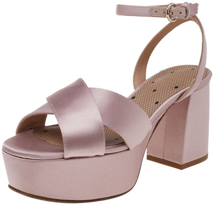 RED Valentino Blush Pink Satin Platform Ankle Strap Sandals Size EU 39 -  ShopStyle