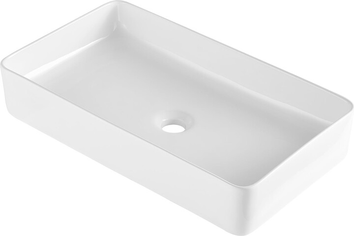 KFFKFF Rectangular Basin, 24" x 13.8" Countertop Sink, White Ceramic for Above Counter Use, Contemporary Design, Lustrous and Sophisticated, Securely Packaged for Bathrooms, Hotels, Toilets, RVs