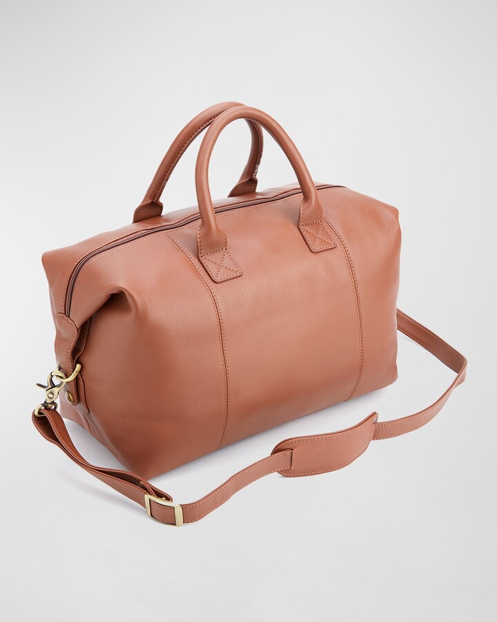 ROYCE New York Monogrammed Leather Overnight Duffel Bag
