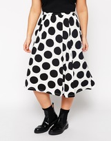 Thumbnail for your product : ASOS CURVE Full Midi Skirt in Polka Dot
