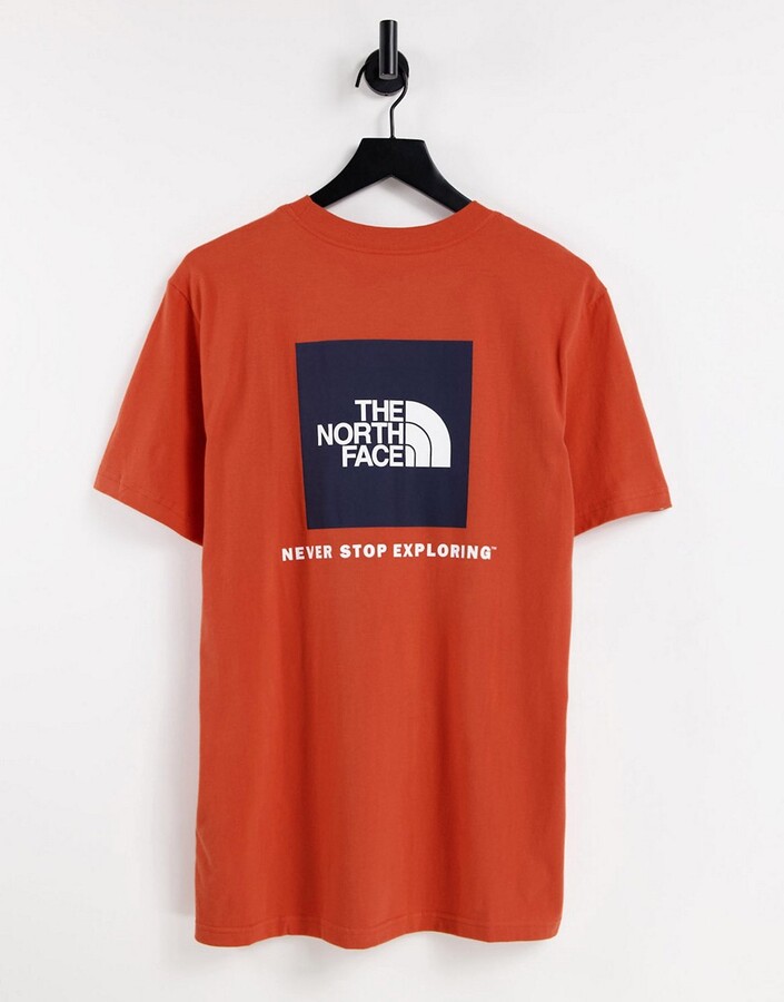 The North Face NSE Box back print t-shirt in orange - ShopStyle
