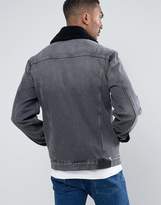 Thumbnail for your product : Calvin Klein Jeans Calvin Klein Borg Collar Denim Jacket Washed Black