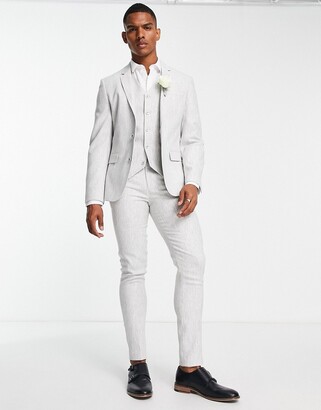 ASOS DESIGN wedding super skinny wool mix twill suit jacket in