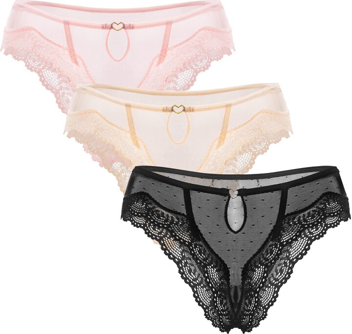 Pack3 Set-Womens Seamless Laser Cut Mid Rise Brief Panties Stretch