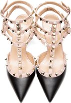 Thumbnail for your product : Valentino Black & Rose Rockstud Strapped Heels
