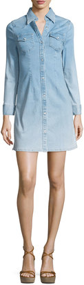 AG Adriano Goldschmied Jacqueline Button-Front Chambray Shirtdress, Crane