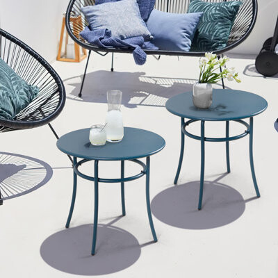 Winston Porter 2 Pcs Round Side Table For Patio Elegant Design Small Patio End Table Set Of 2 Porch Tables For Outside Outdoor Patio Furniture Side Tables Metal