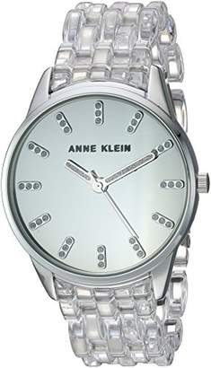 Anne Klein Women's AK/2617CLSV Glitter Accented Silver-Tone and Clear Transparent Resin Bracelet Watch